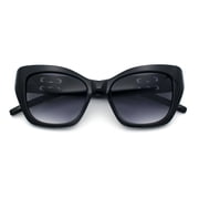Womens Oversized Cat Eye Designer Fashion Luxury Sunglasses Black - Smoke