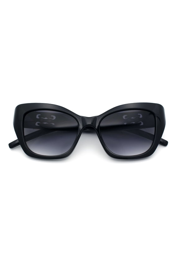 Womens Oversized Cat Eye Designer Fashion Luxury Sunglasses Black - Smoke