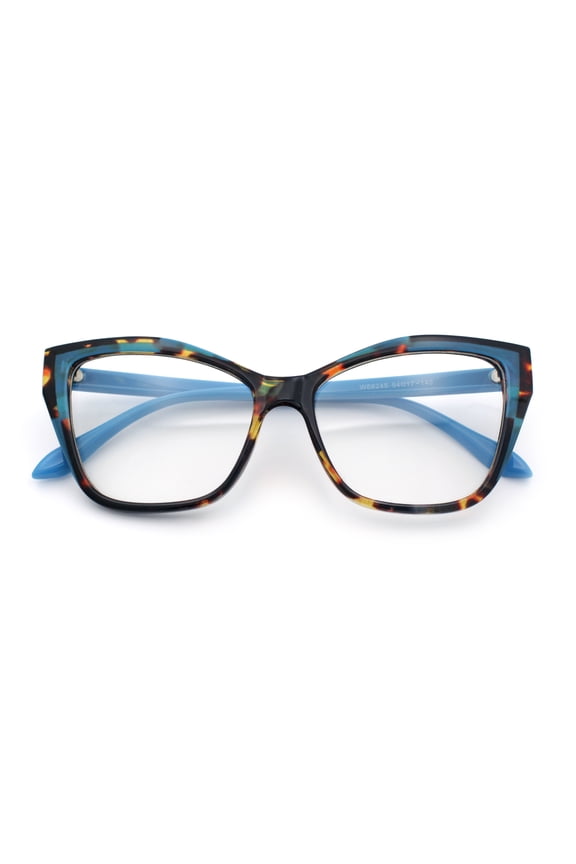 Womens Oversized Cat Eye Geometric lightening Bolt Print Sunglasses Tortoise Blue