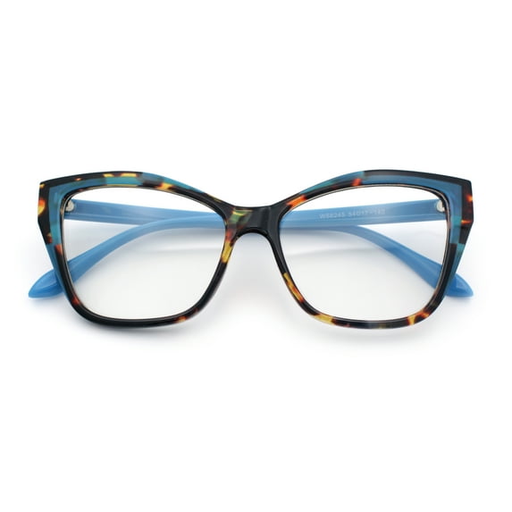 Womens Oversized Cat Eye Geometric lightening Bolt Print Sunglasses Tortoise Blue