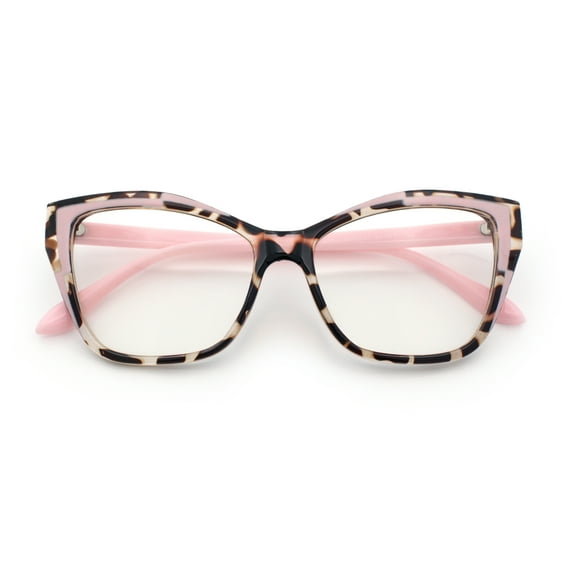 Womens Oversized Cat Eye Geometric lightening Bolt Print Sunglasses Tortoise Pink