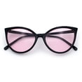 thumbnail image 1 of SA106 Womens Oversized Cat Eye Goth Pop Color Lens Plastic Sunglasses Black Frame - Pink Lens, 1 of 7