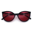 thumbnail image 1 of SA106 Womens Oversized Cat Eye Goth Pop Color Lens Plastic Sunglasses Black Frame - Red Lens, 1 of 7