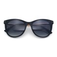 thumbnail image 1 of Womens Oversized Cat Eye Horn Rim Inset Lens Sunglasses Black Gold - Smoke, 1 of 8