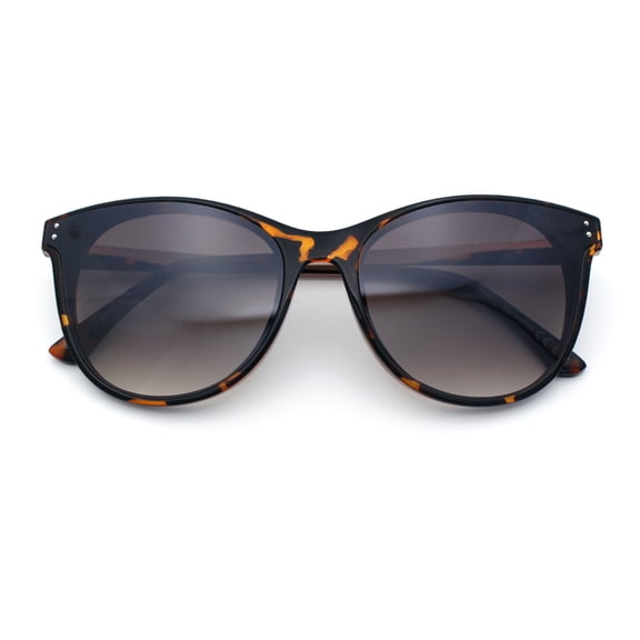 Womens Oversized Cat Eye Horn Rim Inset Lens Sunglasses Tortoise - Brown