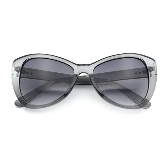 Womens Oversized Cat Eye Minimal Plastic Retro Diva Sunglasses Slate - Smoke