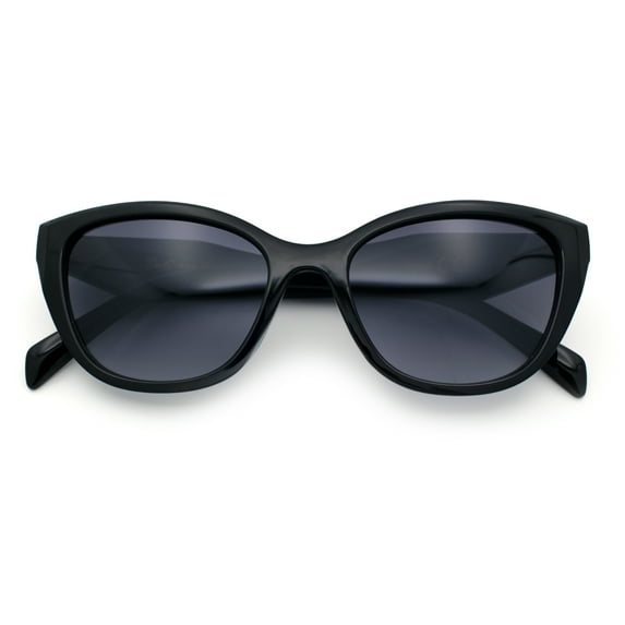 Womens Oversized Cat Eye Retro Fashion Geometric Bevel Arm Sunglasses Black - Smoke
