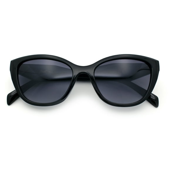 Womens Oversized Cat Eye Retro Fashion Geometric Bevel Arm Sunglasses Black - Smoke