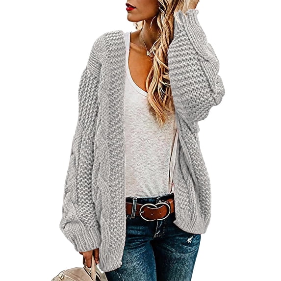 Womens Oversized Chunky Cable Knit Cardigan Sweaters Open Front Long Sleeve Slouchy Fall Outwear Coats L