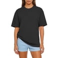 thumbnail image 1 of Womens Oversized Crew Neck T-Shirts Short Sleeve,Drop Shoulder Loose Fit Summer Basic Tee for Lounge Black XL, 1 of 4
