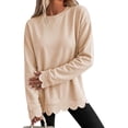 thumbnail image 1 of Womens Oversized Crewneck Sweatshirts Scalloped Casual Pullover Tops, 1 of 7