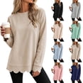 thumbnail image 1 of Womens Oversized Crewneck Sweatshirts Scalloped Casual Pullover Tops, 1 of 9