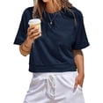 thumbnail image 1 of Womens Oversized Crop Tops Workout Short Sleeve T Shirts Summer Casual Loose Fit Basic Tee Shirts with Pockets, 1 of 6