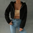 thumbnail image 1 of Womens Oversized Cropped Jacket Fuzzy Fleece Zip up Hoodies with Pockets Warm Fall Outfits Winter Coats New Winter Jackets for Women Lightweight Black M, 1 of 9