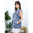 thumbnail image 1 of Womens Oversized Distressed Sleeveless Denim Vest Pockets Jean Jacket, 1 of 7