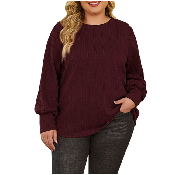 Womens Oversized Dressy Blouses, Long Sleeve Shirts for Women Fall Fashion Loose Fit Floral Crewneck Sweatshirts S-2XL