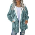 thumbnail image 1 of Womens Oversized Flannel Jackets with Pockets Full-zip Hooded Warm Coat Long Sleeve Thick Winter Clothes (XL, Sky Blue), 1 of 5