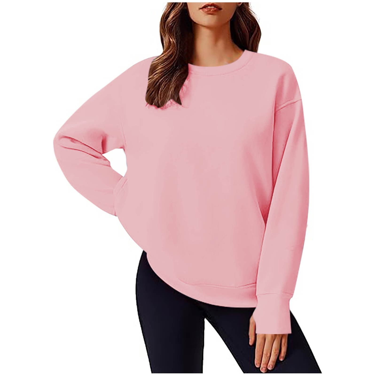 MOSHU Women's Casual Long Sleeve Crewneck Sweater, Oversized MOSHU Women's Casual Long Sleeve Crewneck Sweater, Oversized