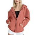 thumbnail image 1 of Womens Oversized Full-zip Hoodie Jackets with Pockets Cotton Sweatshirt Coats Long Sleeve Outerwear, Red-B L, 1 of 7