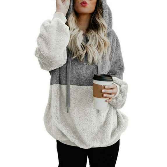 Womens Oversized Fuzzy Fleece Sweatshirts Hoodies Pullover,S-4XL