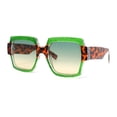 thumbnail image 1 of Womens Oversized Glitter Squared Rectangular Butterfly Plastic Sunglasses Green Tortoise - Green Yellow, 1 of 4