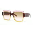 thumbnail image 1 of Womens Oversized Glitter Squared Rectangular Butterfly Plastic Sunglasses Pink Yellow - Brown Pink, 1 of 4
