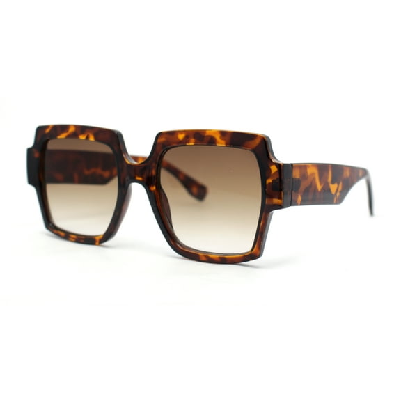 Womens Oversized Glitter Squared Rectangular Butterfly Plastic Sunglasses Tortoise - Brown