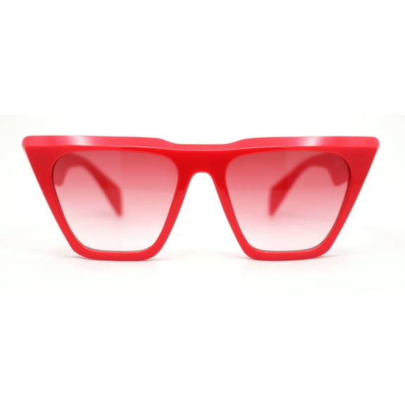Womens Oversized Gothic Beveled Squared Flat Top Cat Eye Sunglasses All Red