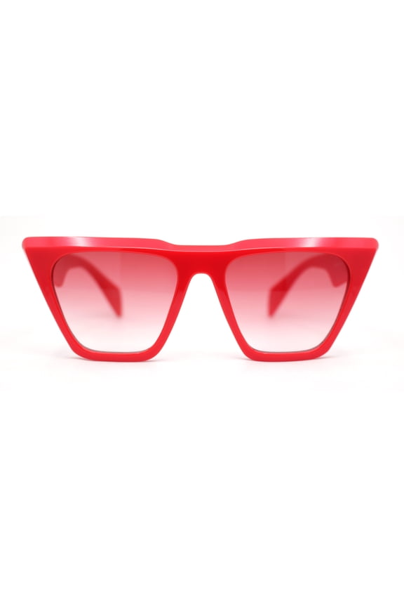 Womens Oversized Gothic Beveled Squared Flat Top Cat Eye Sunglasses All Red