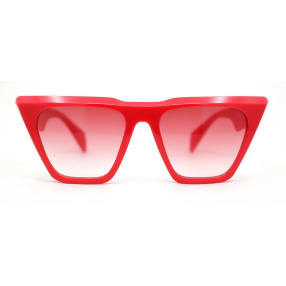 Womens Oversized Gothic Beveled Squared Flat Top Cat Eye Sunglasses All Red