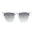 thumbnail image 1 of Womens Oversized Gothic Beveled Squared Flat Top Cat Eye Sunglasses White - Smoke, 1 of 4