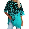 thumbnail image 1 of Womens Oversized Graphic Tees Plus Size Drop Shoulder Summer T-Shirts Baggy Short Sleeve Casual Pullover Green, M, 1 of 7