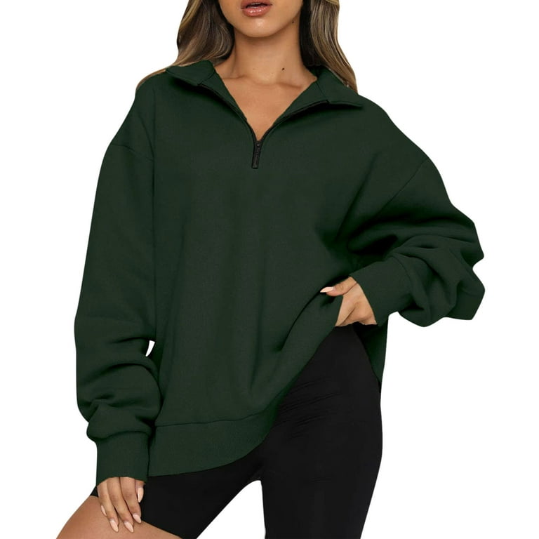 Womens Oversized Half Zip Pullover Long Sleeve Sweatshirt Quarter Zip Hoodie  Ladies Long Hooded Sweatshirt Whimsical Girls XL 