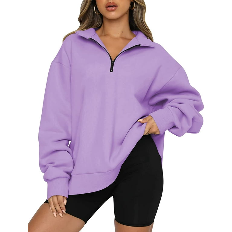 Womens Oversized Half Zip Pullover Long Sleeve Sweatshirt