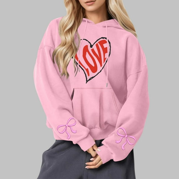 Byworldtasic Womens Sweatshirts Womens Oversized Heart Printed Hoodies Sweatshirts Vintage Hoodies for Women 2025