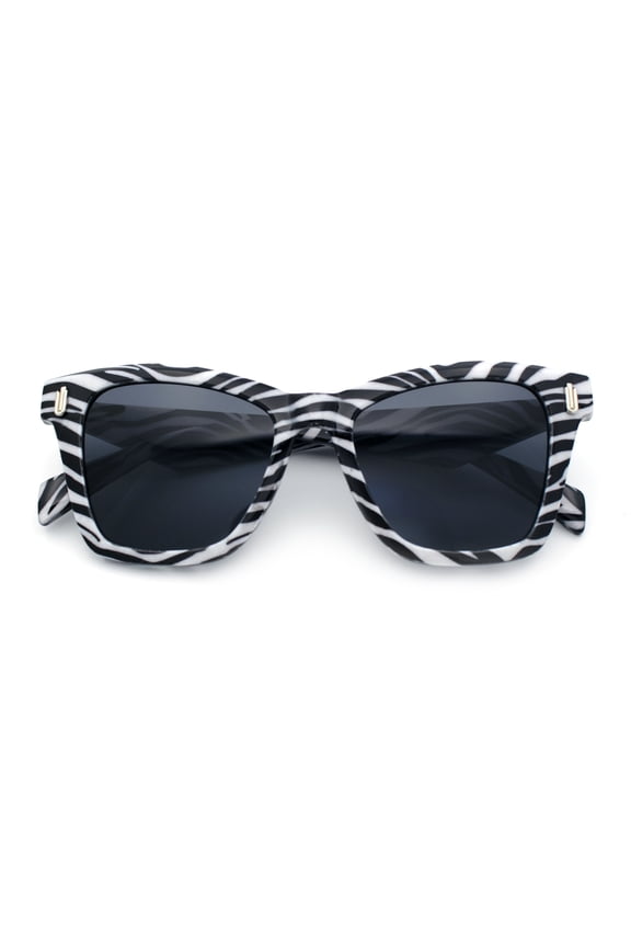 Womens Oversized Hipster Horn Rim Subtle Cat Eye Fashion Sunglasses Zebra - Black