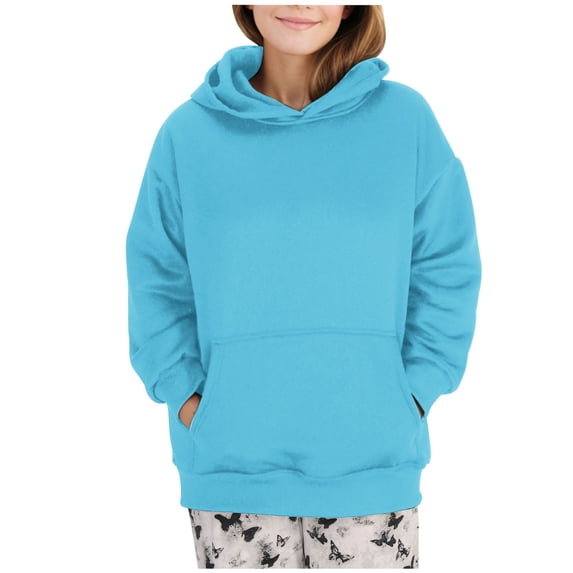 Womens Oversized Hooded Sweatshirts, Hoodies for Women Fall Fashion Loose Fit Solid Color Long Sleeve Pullover with Pockets S-2XL