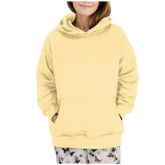 Womens Oversized Hooded Sweatshirts, Hoodies for Women Fall Fashion Loose Fit Solid Color Long Sleeve Pullover with Pockets S-2XL