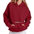 thumbnail image 1 of Womens Oversized Hooded Sweatshirts, Hoodies for Women Fall Fashion Loose Fit Solid Color Long Sleeve Pullover with Zip Up Pockets, 1 of 8
