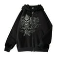 thumbnail image 1 of Womens Oversized Hooded Sweatshirts Skull Graphic Printed Crew Neck Full Zip Up Jackets Long Sleeve Loose Fit Hoodies Casual Fashion 2025 Top, 1 of 2