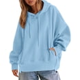 thumbnail image 1 of Womens Oversized Hoodes Sweatshirts, Long Sleeve Pullover for Women Fall Fashion Loose Fit Solid Color Crewneck Drawstring Hoodies with Pockets, 1 of 6