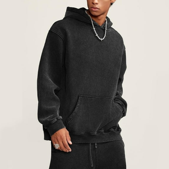 Men's Hoodie Oversized Pullover Acid Wash Heavyweight Hoodie Vintage Street Sweatshirt
