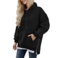 thumbnail image 1 of Womens Oversized Hoodie Dress 2025 Fall Solid Sweatshirts with Zipper Side Slit Casual Fashion Loose Pullover Tops, 1 of 5
