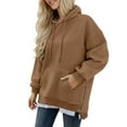 thumbnail image 1 of Womens Oversized Hoodie Dress 2025 Fall Solid Sweatshirts with Zipper Side Slit Casual Fashion Loose Pullover Tops, 1 of 5