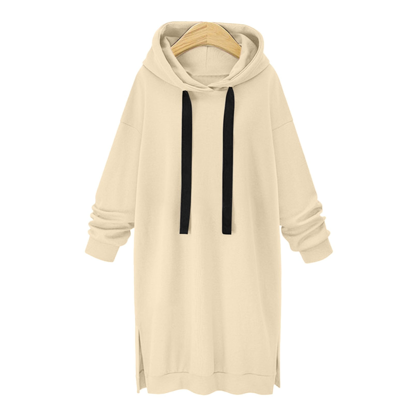 chinese dress ladies Black Plain Extra Long Hoodie Sweatshirt 4XL [+$ 5.99] / Black
