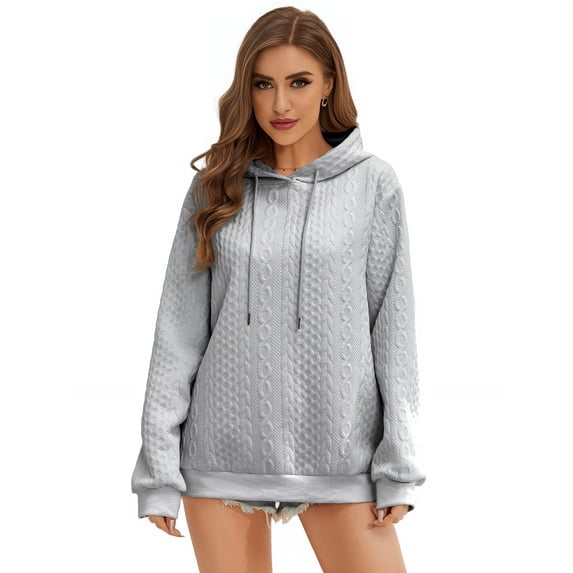 Womens Oversized Hoodie Fashion Sweatshirt Casual Loose Pullover Hoodies with Drawstring Long Sleeve Outerwear for Daily Wear Light Exercise, Grey, L