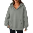thumbnail image 1 of Womens Oversized Hoodie Fleece Solid Color Sweatshirt Winter Pullover Hood Top Casual Trendy Long Sleeve Clothes S-2XL, 1 of 6