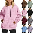thumbnail image 1 of Womens Oversized Hoodie Fleece Sweatshirts Long Sleeve Pullover with Pocket | Hooded Neck Sweatshirt Women 2026, Winter Fashion Oversized Drawstring Pullover Fleece, #01_Pink, L, 1 of 3