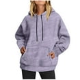 thumbnail image 1 of Womens Oversized Hoodie Fleece Sweatshirts Long Sleeve Pullover with Pocket | Hooded Neck Sweatshirt Women 2026, Winter Fashion Oversized Drawstring Pullover Fleece, Purple, XL, 1 of 3