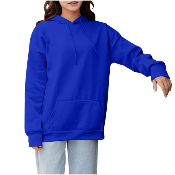 Womens Oversized Hoodie Junior Y2k Sweatshirts Fleece Lined Pullover Basic Drop Shoulder Long Sleeve Tops With Pockets